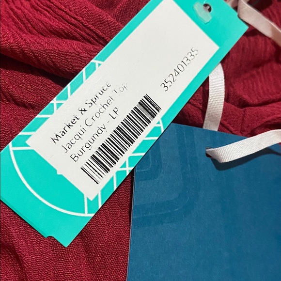 MARKET & SPRUCE Jacqui Crochet Top Burgundy - LP - Picture 11 of 11